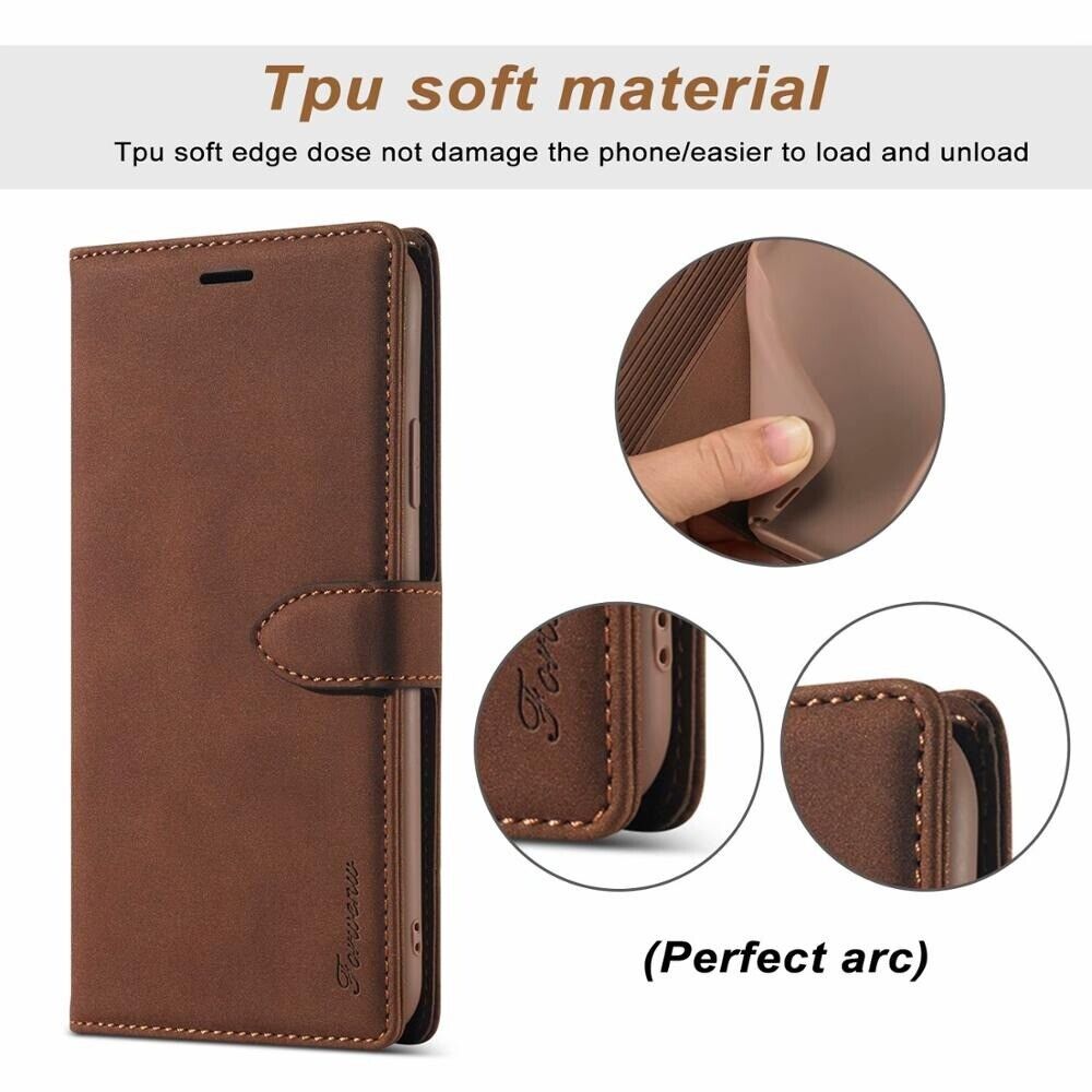 Leather Wallet Flip Case Cover Slot For iPhone 14
