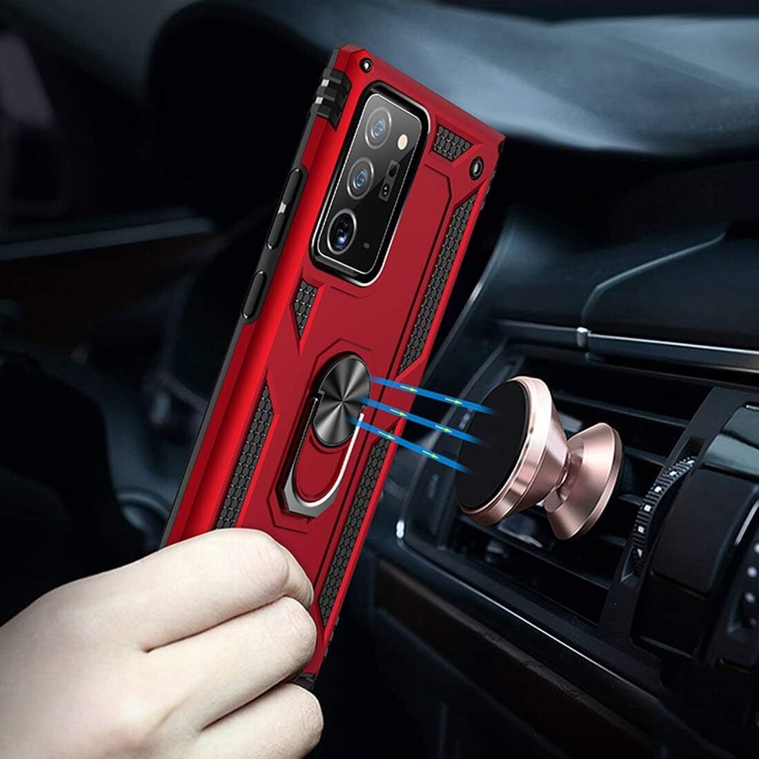 Shockproof Case Magnetic Heavy Duty Cover With Rotatable 360 Metal Ring Stand For Samsung S21