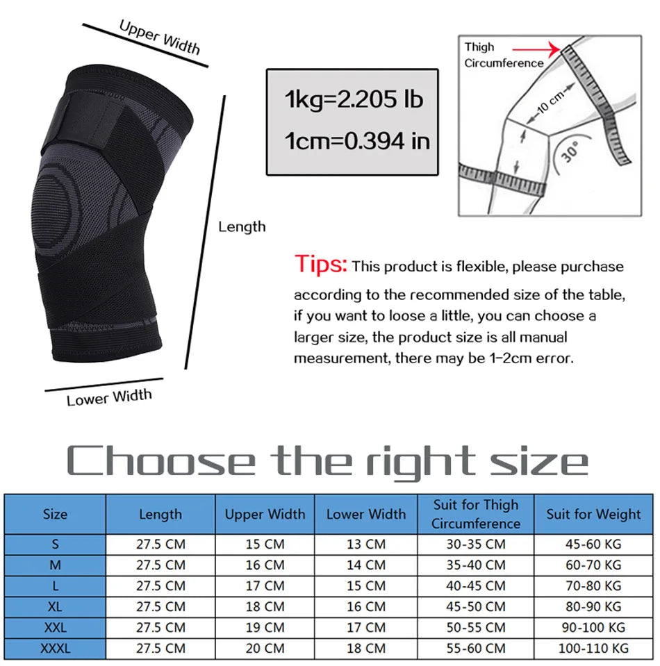 Knee Support, Open-Patella Stabiliser & Fully-Adjustable Neoprene Brace – Sports Injury Protection