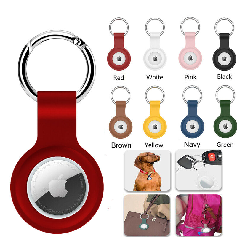 Apple AirTag Silicone Case Protective Cover Location Tracker Keychain Holder Sleeve (Red)