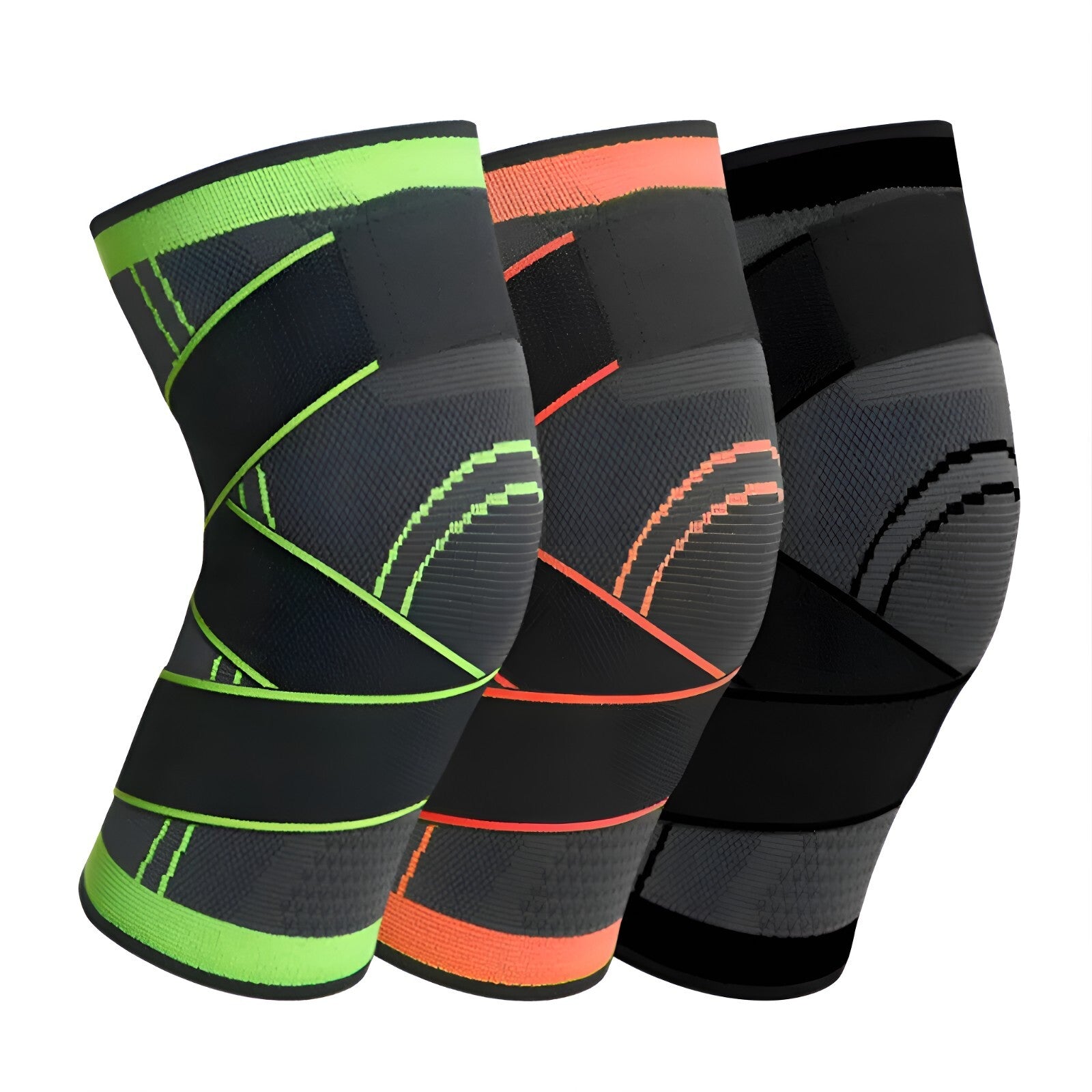 Weaving Knee Brace Breathable Sleeve Support For Gym Jogging Sports (L-Black)