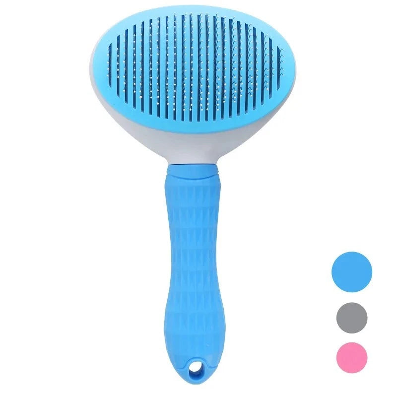 Grooming Brush For Dog Cat Deshedding Tool Rake Comb Fur Remover Reduce Pet Hair (Blue)