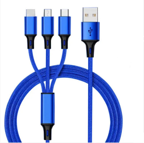 3 in 1 USB Lightning Type-C Micro USB Charging Cable Cord For iPhone Samsung iPad
