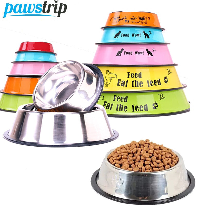 Stainless Steel Portable Pet Feeding Food Bowl Water Feeder For Cat Puppy Dog (Yellow)