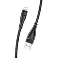 USAMS 2A USB To Lightning Charger Smart Charging Cable Data Cord For iPhone iPad AirPods (Black)