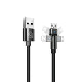 USAMS Rotatable Braided USB To Micro USB Charger Charging Cable Data Cord Android Samsung (1.2m, Black)