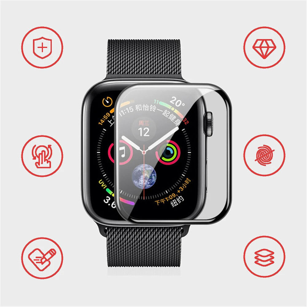 Apple Watch Clear Tempered Glass Screen Protector For Series Ultra 9 8 7 6 5 4 3 SE 9H Hardness, Anti-Fingerprint (42mm)