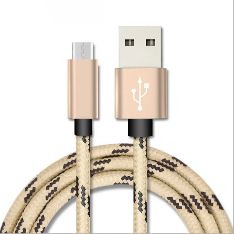 USB To Type-C Charging Cable Braided Nylon Data Cord For Samsung Huawei (Gold)
