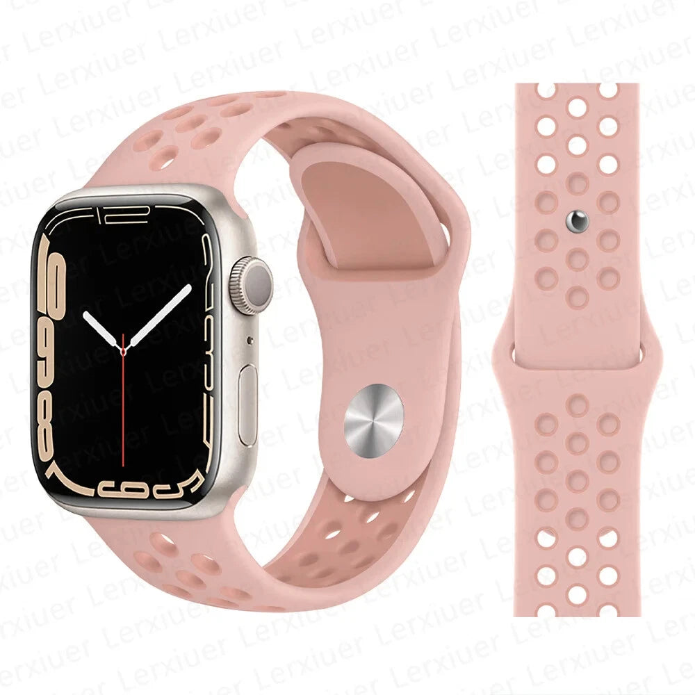For Apple Watch iWatch Smooth Silicone Band Strap Series 9 8 7 6 5 4 3 2 1 38/40/41mm