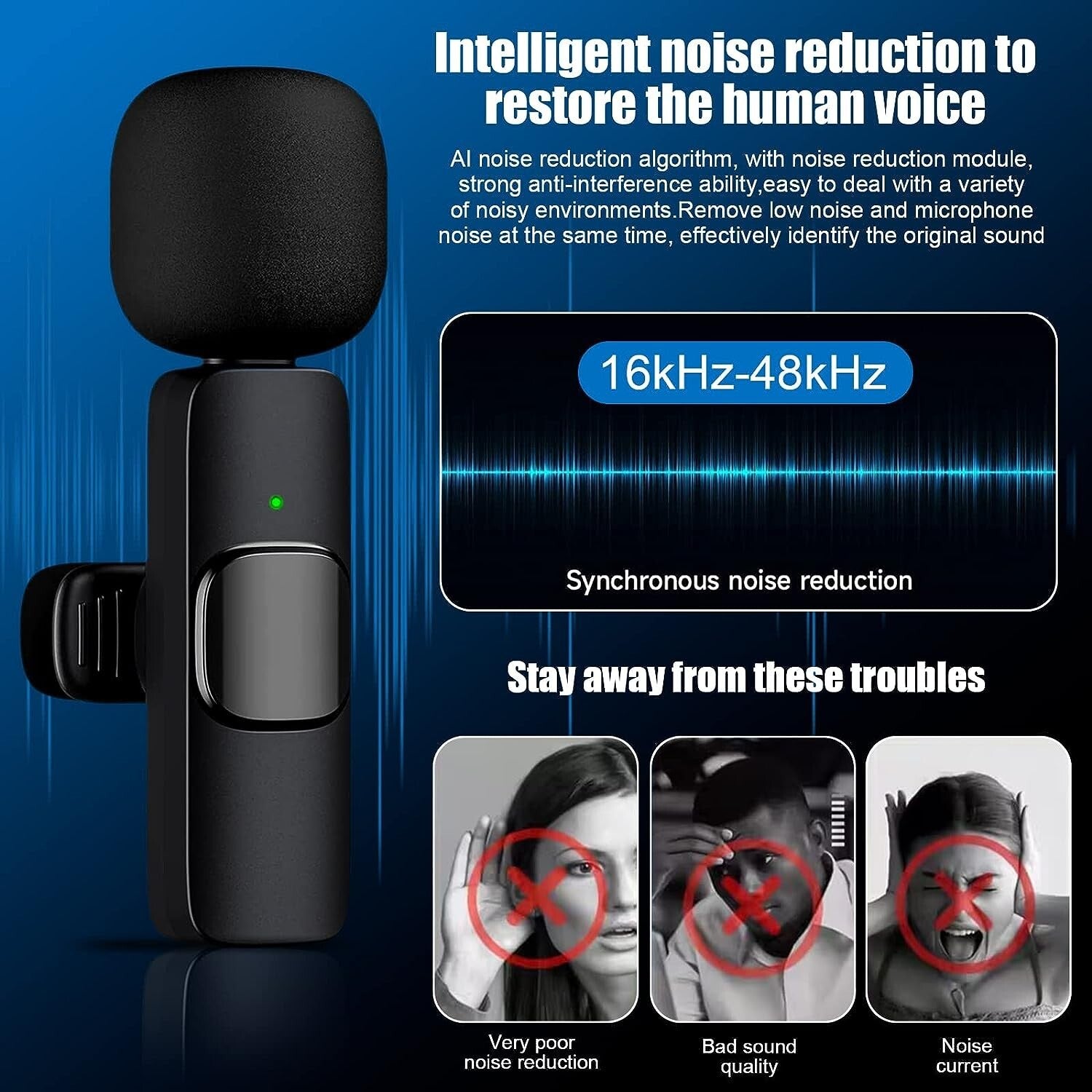Wireless Microphone Mic For Apple Port Vlog Live Stream