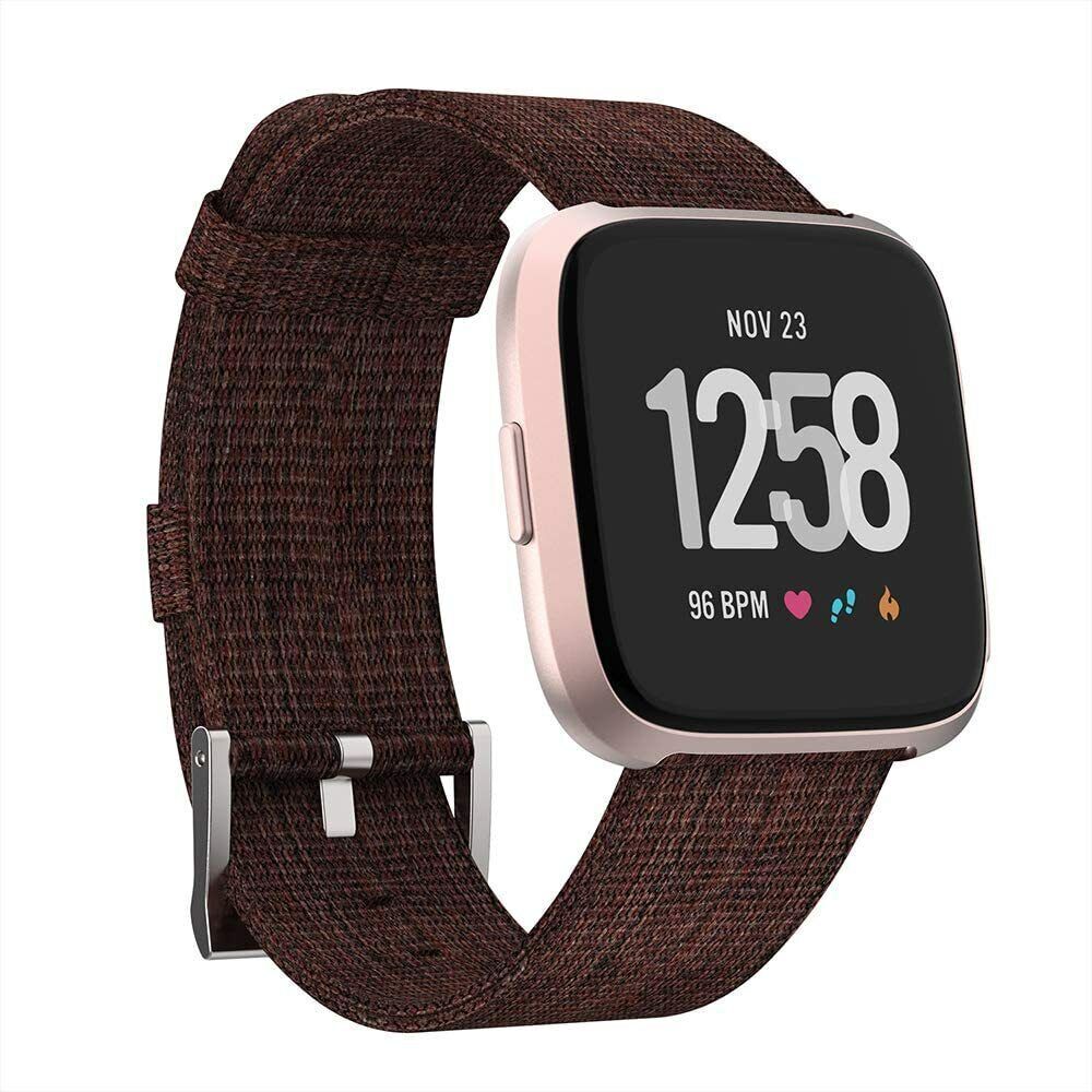 Fabric Replacement Strap Nylon Band Breathable Adjustable Wristband For Fitbit Versa 3 (Small, Walnut)