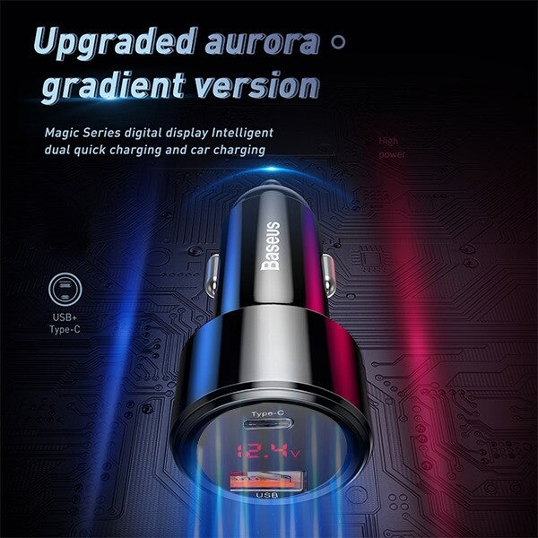 Baseus 45W Magic Series Car Charger USB & Type C Dual Charging Port (Black)