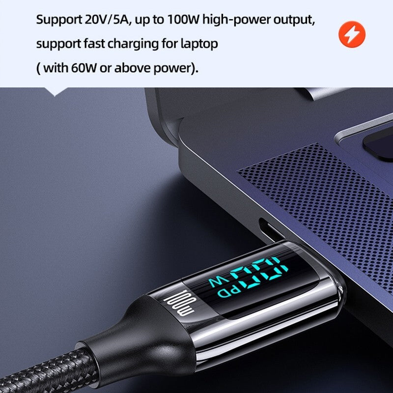 USAMS 100W USB Type-C To Type-C Fast Charging Cable Data Cord For Samsung MacBook (Black)