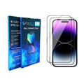 NUGLAS iPhone 14 13 12 11 Pro Max XS XR 8 Clear Screen Protector Transparent Tempered Glass 9H Hardness