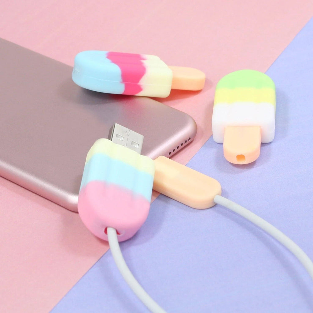 Ice Cream Cable Protector Cute Silicone Cover For USB Charging Cable