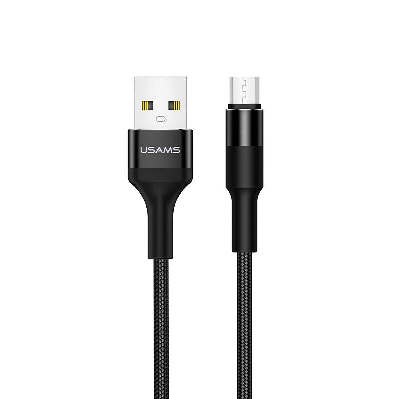 USAMS Strong Braided Micro USB Data Charger Cable Cord For Android Samsung (Black, 1m)