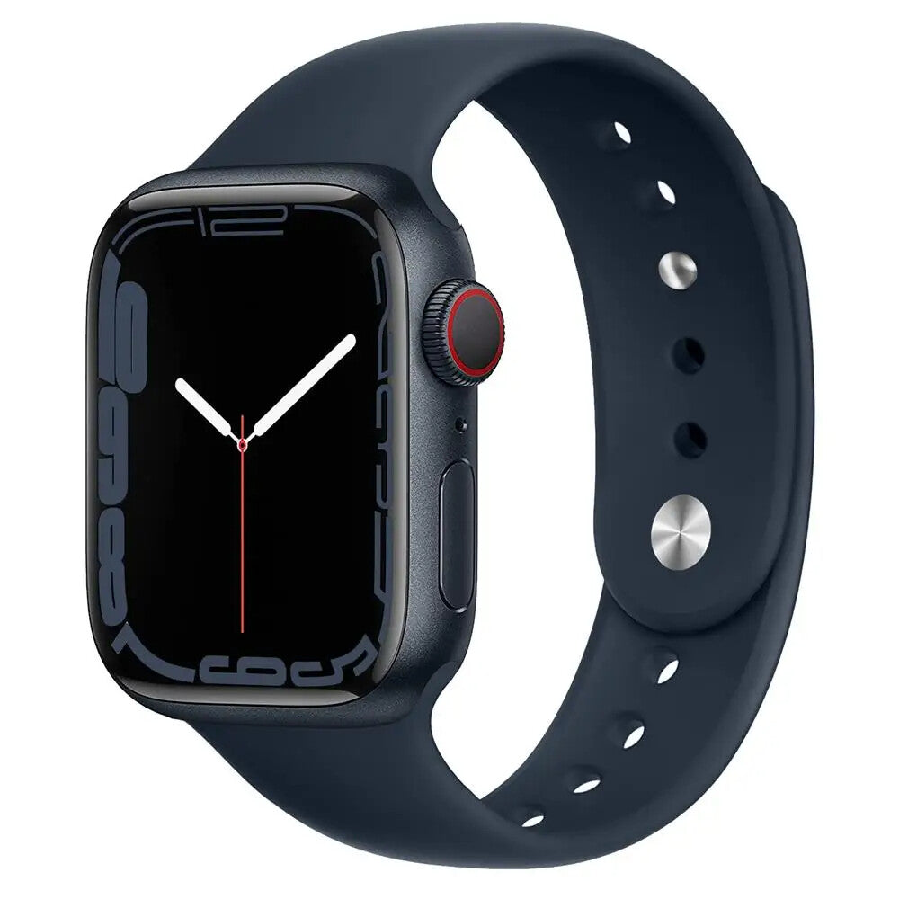 Apple Watch iWatch Silicone Band Strap Series 9/8/7/6/5/4/3/2/1 42/44/45/49mm (Midnight Blue, Small)