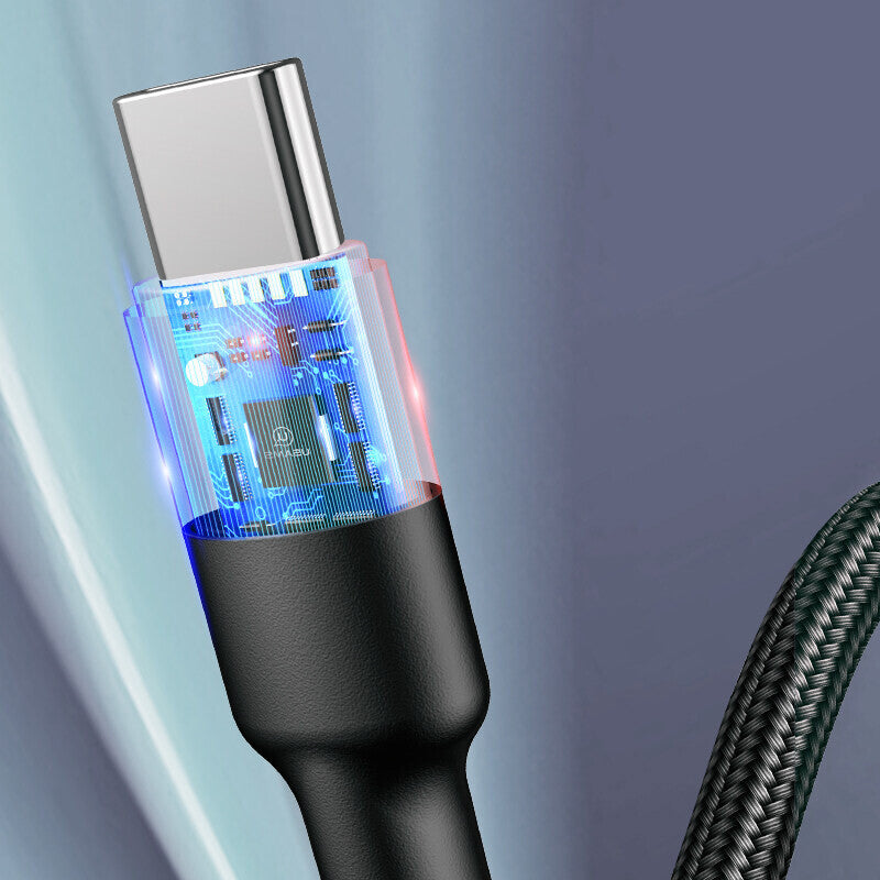 USAMS Braided USB To Type-C Fast Charging Cable Data Cord For Samsung Huawei (Black)