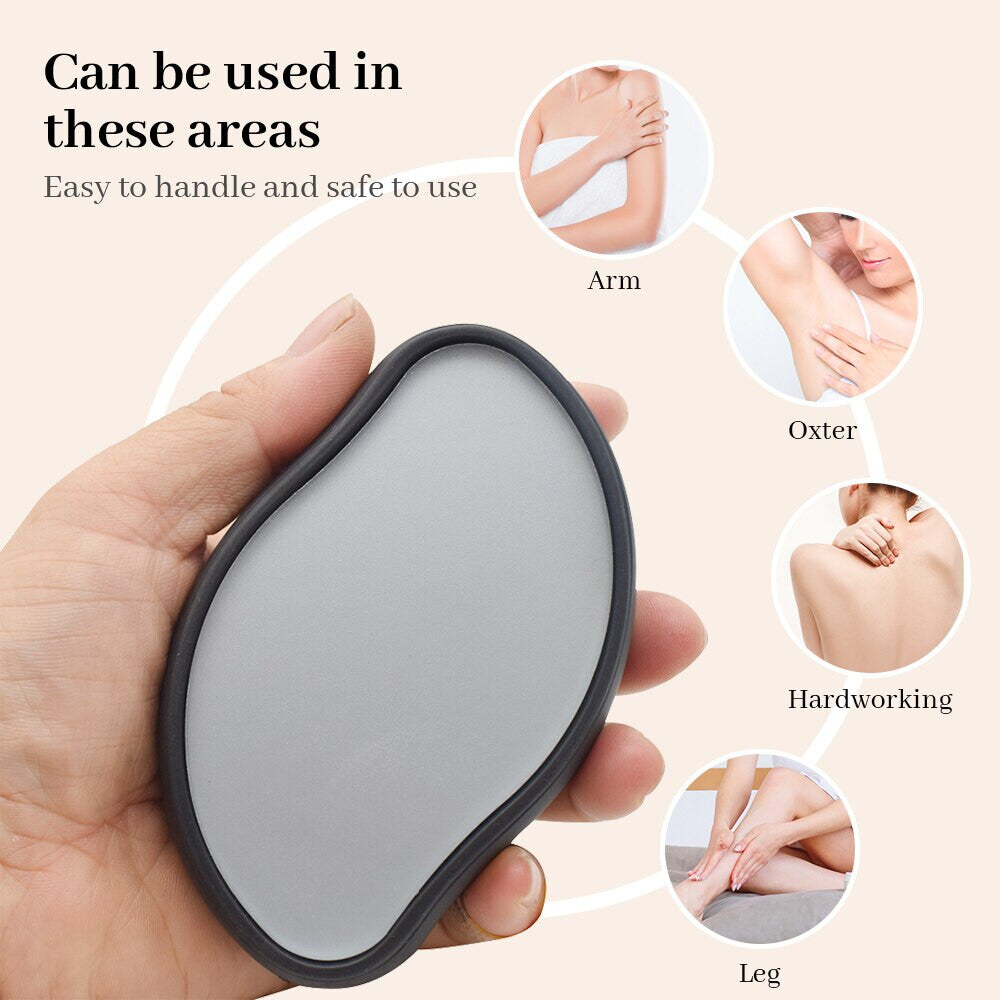 Women Men Painless Physical Hair Removal Epilators Crystal Hair Remover Eraser Exfoliate (Black)