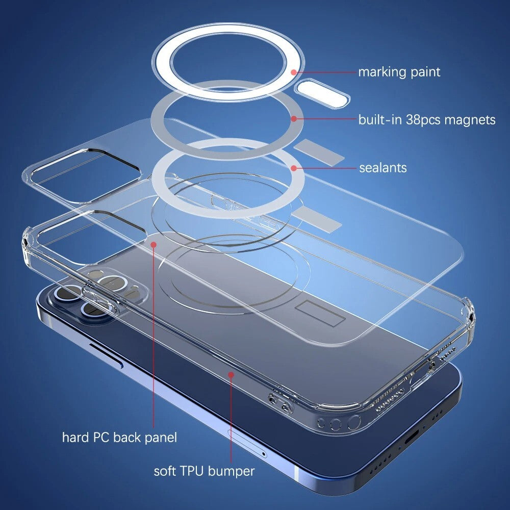 iPhone 12 Mini Transparent Magsafe Clear Case Shockproof Silicone Cover