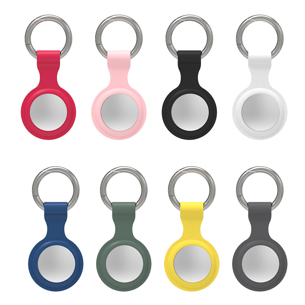 Apple AirTag Silicone Case Protective Cover Location Tracker Keychain Holder Sleeve (Pink)