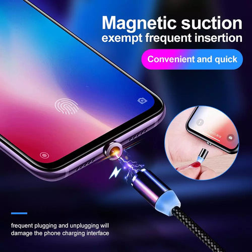 360 Degree Magnetic USB Type C LED Charging Cable For iPhone Samsung