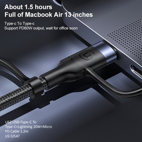 USAMS 5 in 1 Multi USB Charger Charging Cable Cord For iPhone Type C Micro USB