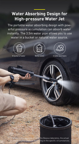 Baseus Electric Car Wash Spray Gun High Powered Portable Washer Cordless (Black)
