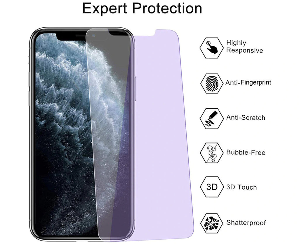 (1 Pack) Nuglas iPhone 14 13 12 11 Pro XS XR Max Anti Blue Light Filter Tempered Glass Screen Protector Eye-Friendly Film