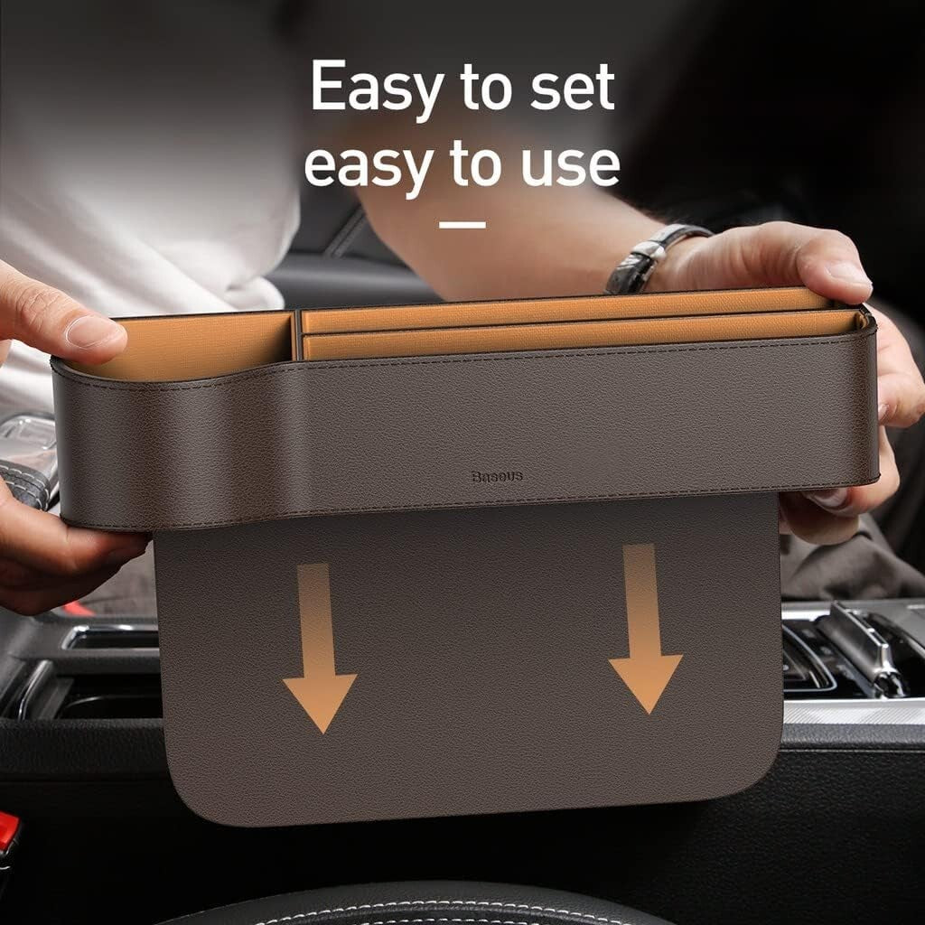 Baseus Universal Leather Car Organiser Auto Seat Gap Storage Box For Pocket Organizer Wallet Cigarette Keys Phone Holders