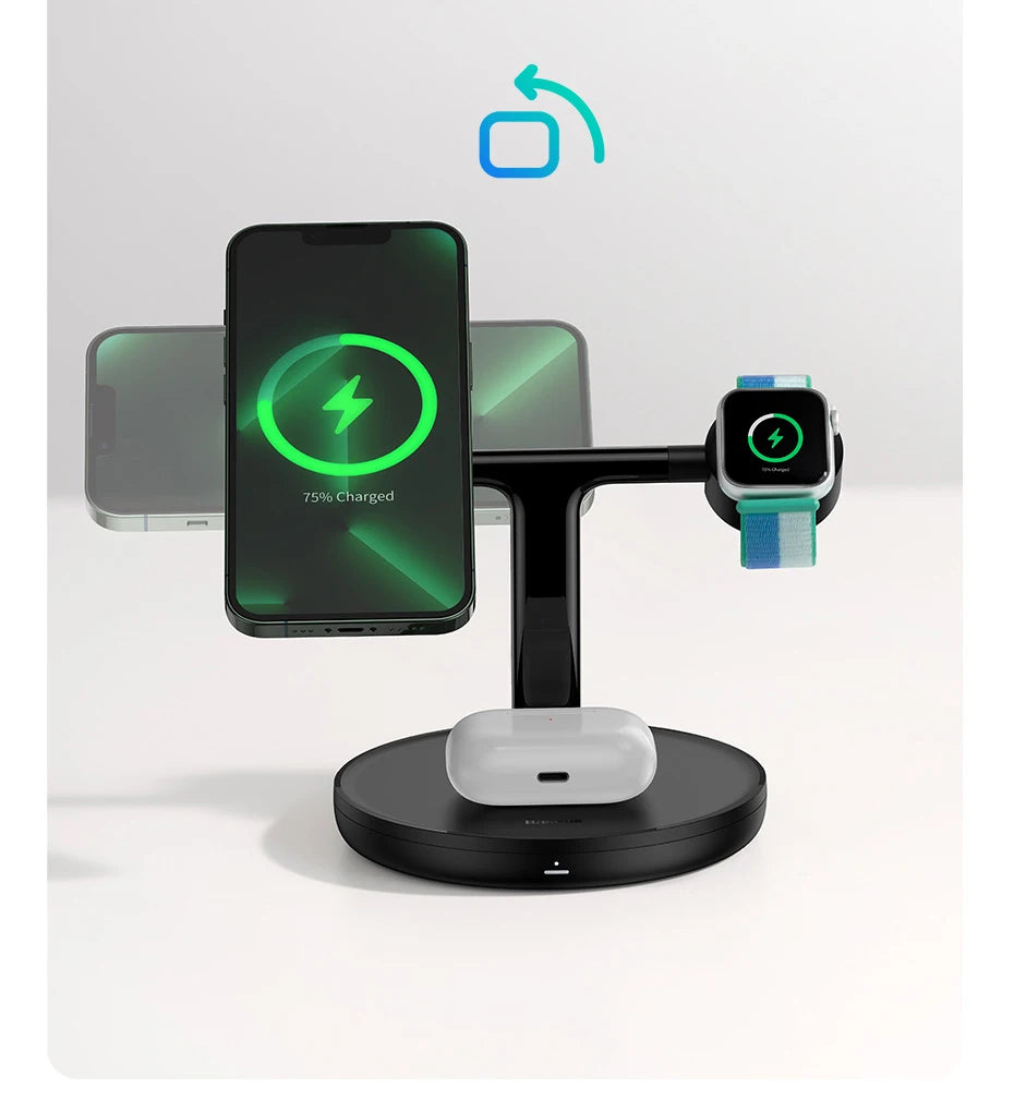 Baseus Swan 3 in 1 Magnetic Wireless Charger Stand 20W for iPhone 15/14/13 Pro Max Apple Watch 6 SE Airpods Pro 2 3 Charger Holder