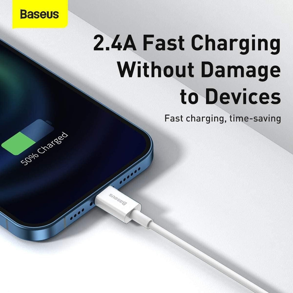 Baseus 2.4A USB To Lightning Fast Charging Cable Data Cord Charger Superior Series For iPhone iPad (1m)