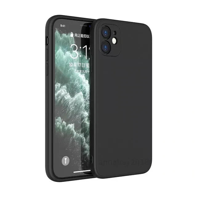iPhone 14 Plus Silicone Case With Lens Protector Black