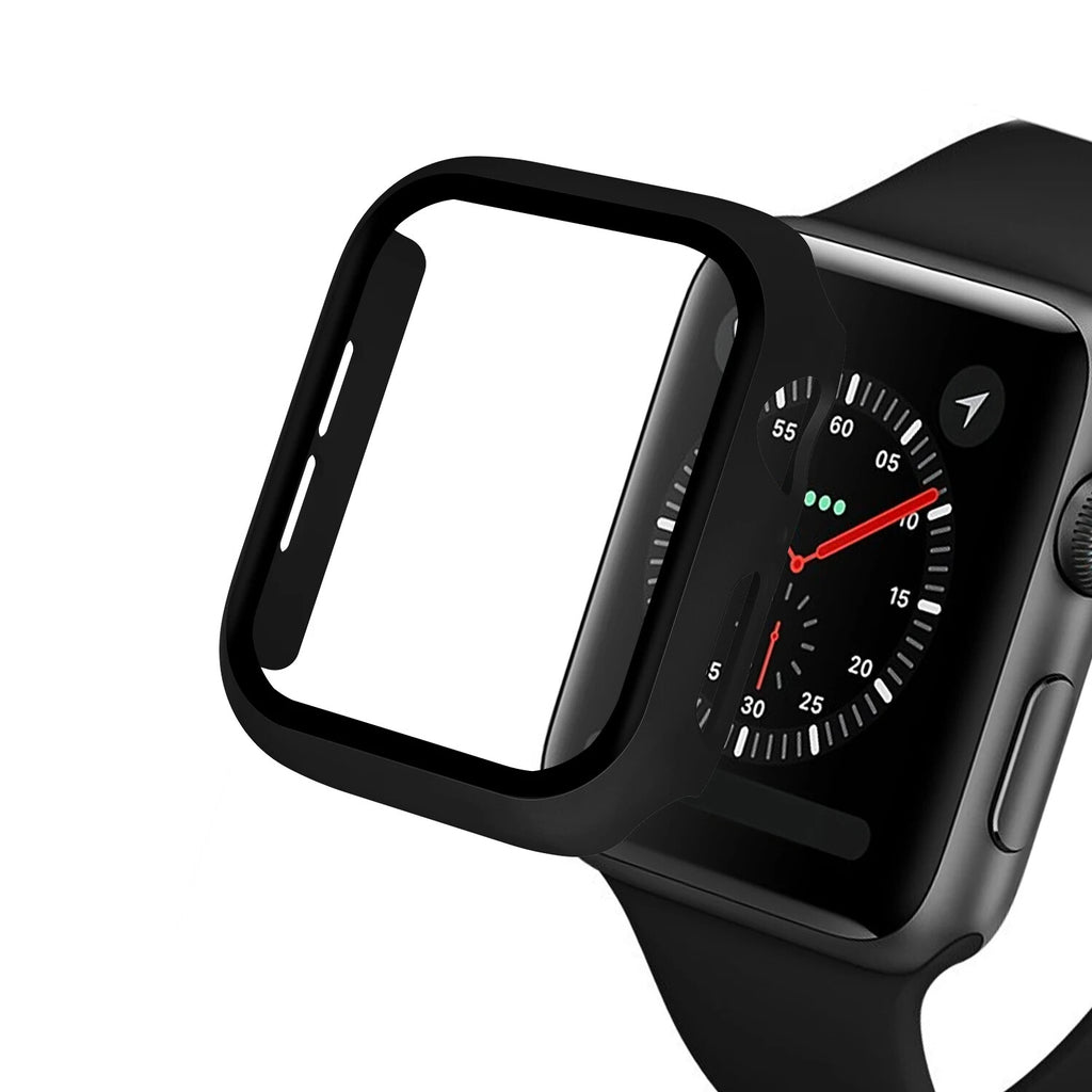 Apple Watch Series 9 8 7 6 5 4 3 Bumper Case Full Coverage Tempered Glass (44mm)