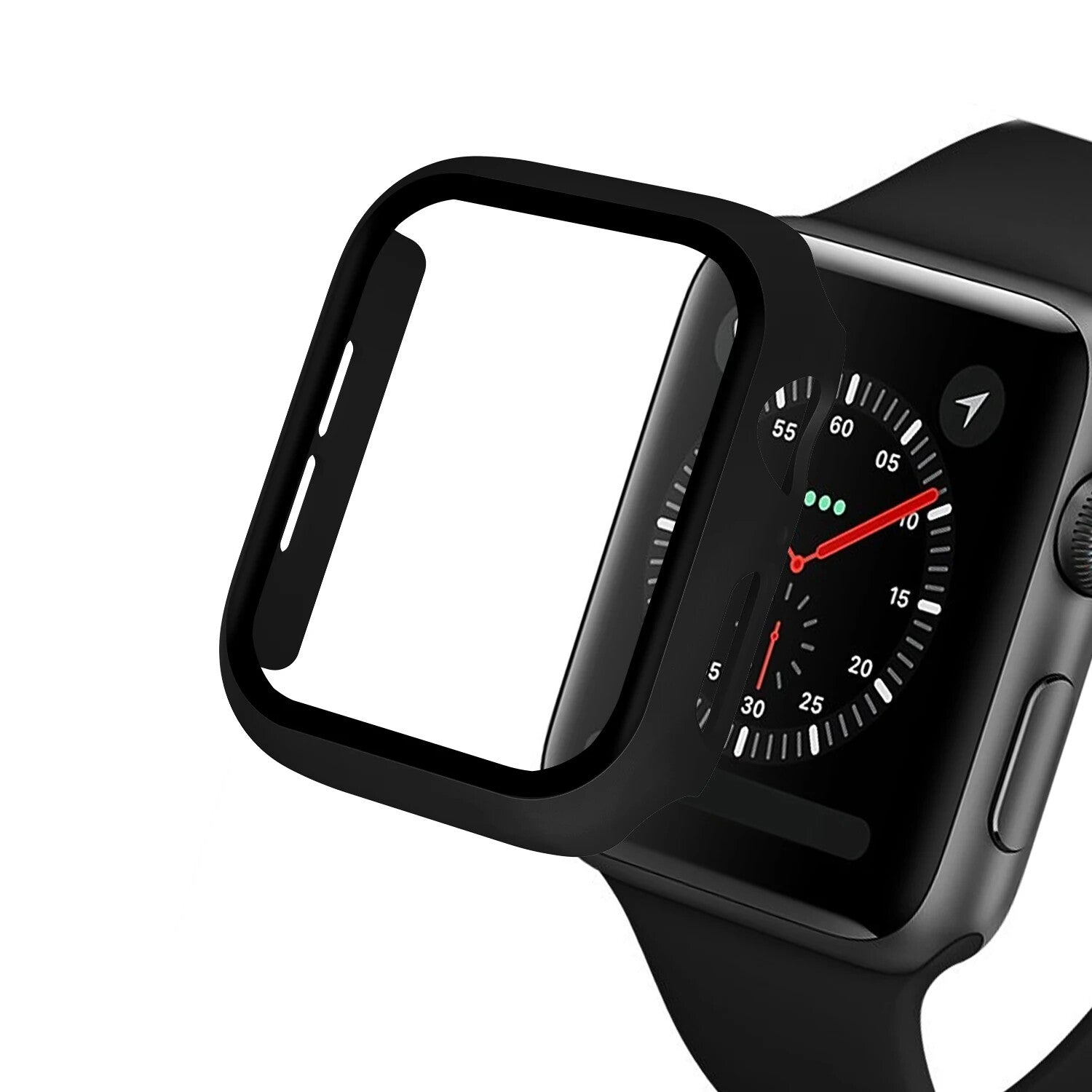 Apple Watch Series 9 8 7 6 5 4 3 Bumper Case Full Coverage Tempered Glass (44mm)
