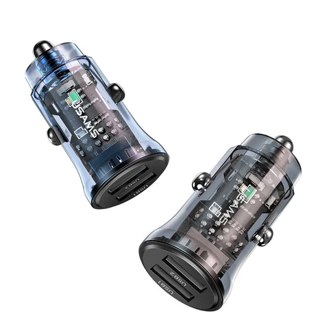 USAMS US-CC162 C31 Transparent Dual USB A+A Mini Car Charger