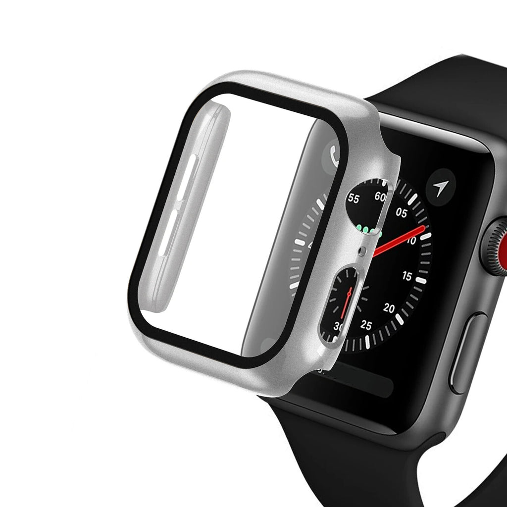 Apple Watch Series 9 8 7 6 5 4 3 Bumper Case Full Coverage Tempered Glass (45mm)