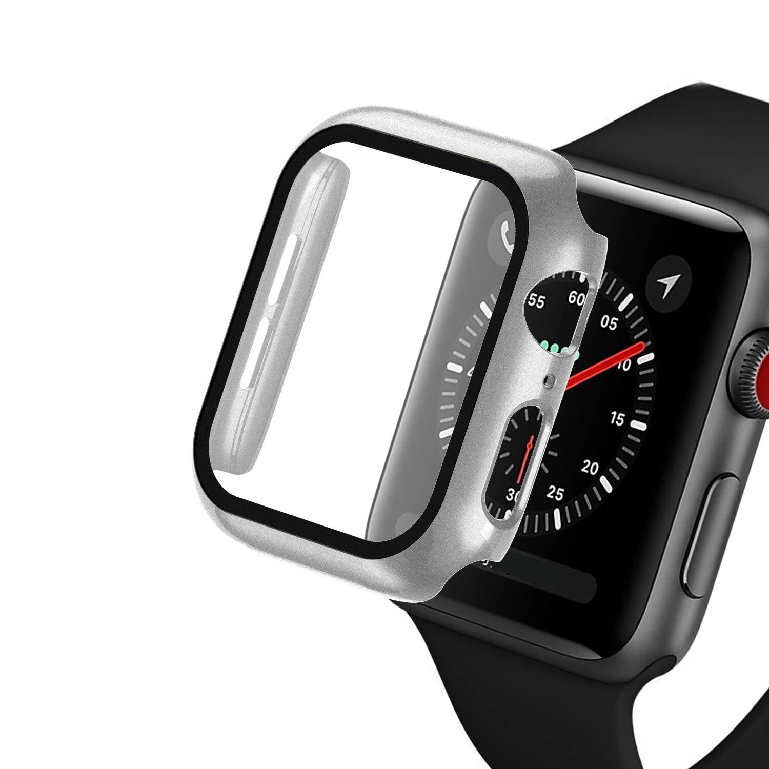 Apple Watch Series 9 8 7 6 5 4 3 Bumper Case Full Coverage Tempered Glass (45mm)