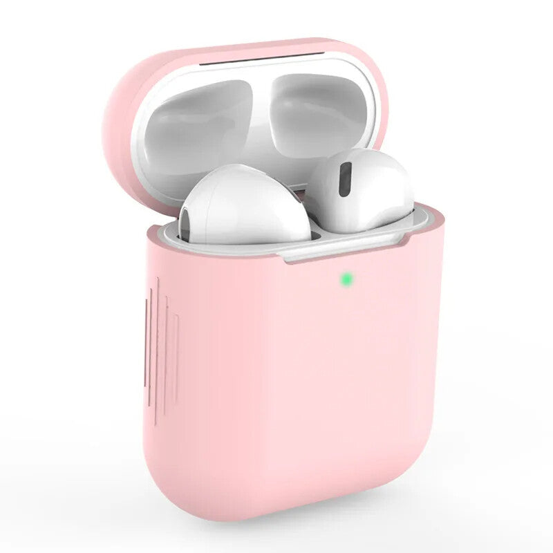 Apple Airpods Silicone Gel Case Shockproof Protective Cover Skin Case Airpods 1/2 (Pink)