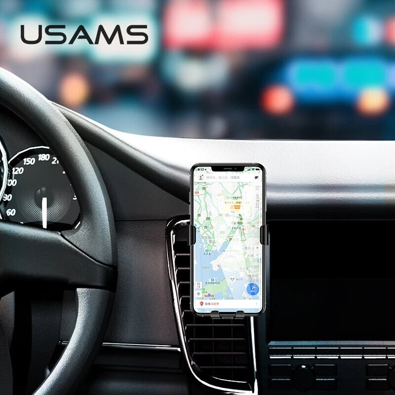 USAMS Gravity Car Phone Holder Air Vent Grip Mount For iPhone 15 14 Samsung