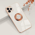 iPhone 11 Pro Marble Case With Golden Circle Magnetic Ring White