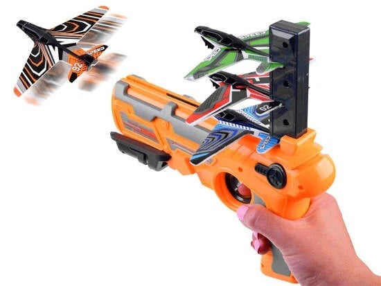 Airplane Launcher Toy Catapult Aircraft Plane Gun Outside Water Gun Toys (Orange)