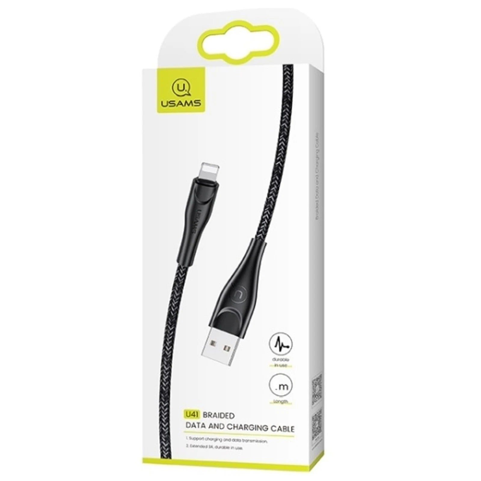 USAMS 2A USB To Lightning Charger Smart Charging Cable Data Cord For iPhone iPad AirPods (Red)