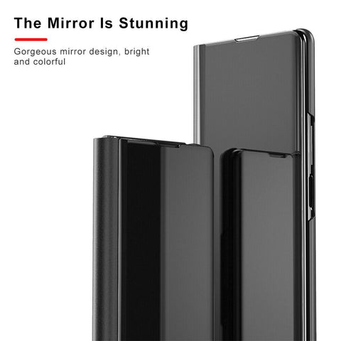 Mirror Shockproof Flip Case Cover Shockproof Anti-Scratch Clear View Electroplate Kickstand Anti-Scratch For Samsung Note 10