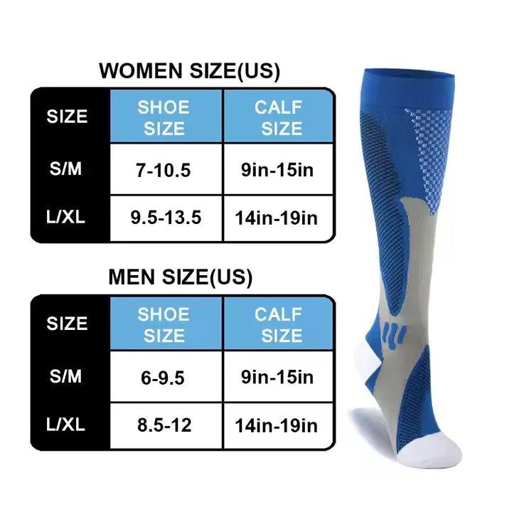 Winter Socks Work Sport Running Mid Calf Odor Resistant Cushion 3 Pairs Unisex (L, Black/Blue)