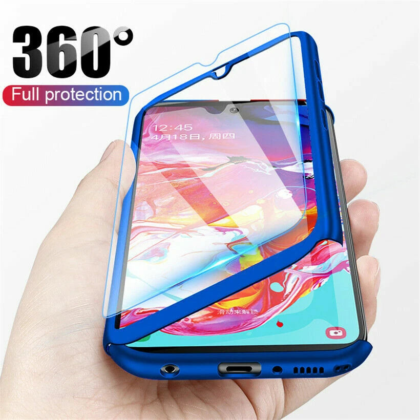 Samsung A42 5G Blue 360° Full Cover Phone Case + Tempered Glass