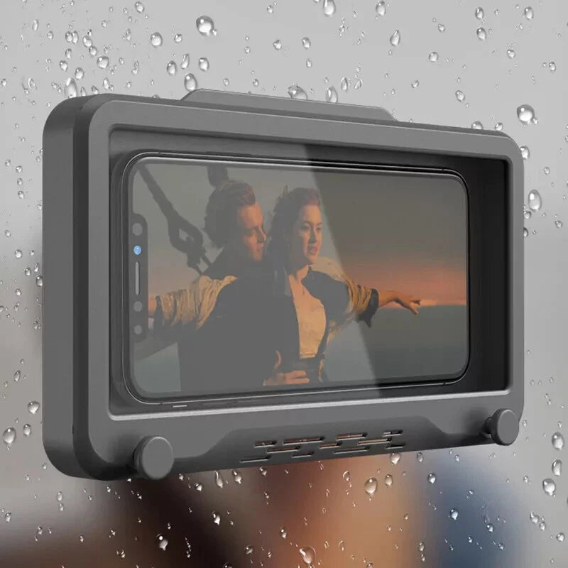 Universal Waterproof Phone Case Bathroom Shower Phone Holder Wall Mounted AU (White)