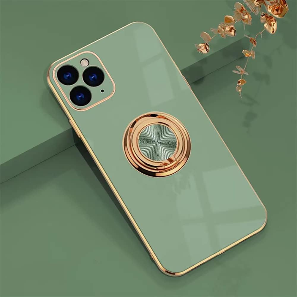iPhone 11 Marble Case With Golden Circle Magnetic Ring Mint green
