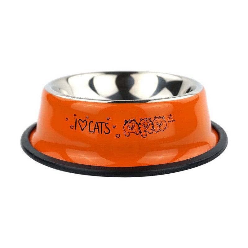 Stainless Steel Portable Pet Feeding Food Bowl Water Feeder For Cat Puppy Dog (Orange)