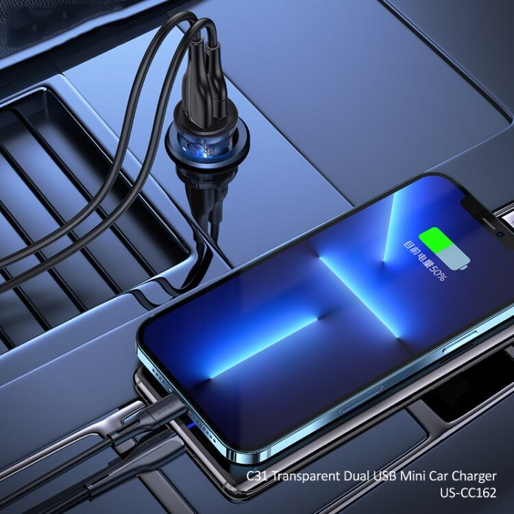 USAMS Fast Car Charger USB Quick Charger 2 Port Qualcomm QC3.0 Lighter Socket AU (Blue)